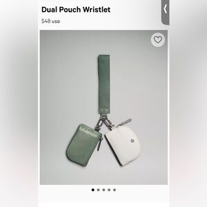 Lululemon Dual Pouch Wristlet - Green & White